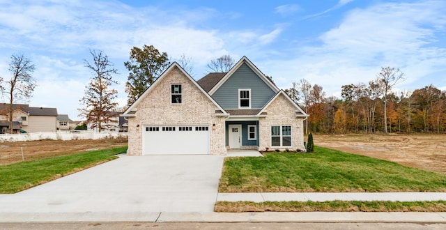 craftsman-style home with a garage and a front lawn