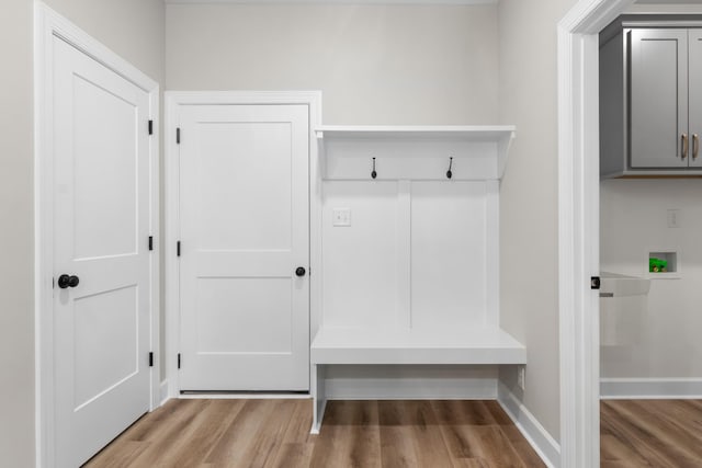 mudroom featuring light hardwood / wood-style flooring