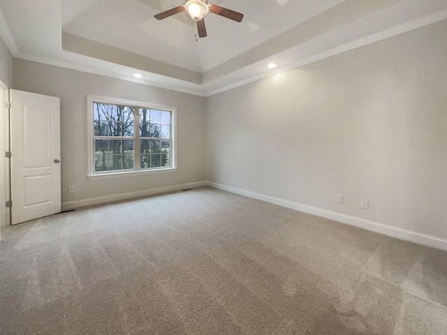3047 Dogwood Trl, Spring Hill, TN 37174 - unfurnished room with ceiling fan, a tray ceiling, carpet floors, baseboards, and recessed lighting