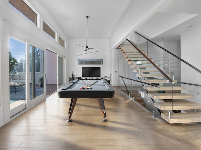 game room featuring hardwood / wood-style floors and billiards