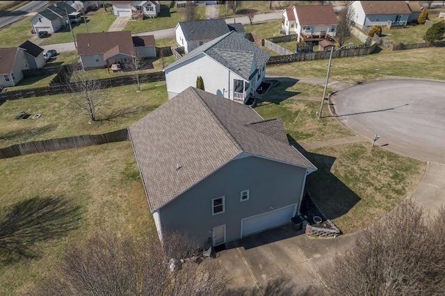 bird's eye view with a residential view