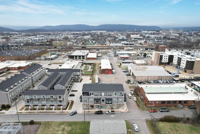 aerial view with a mountain view