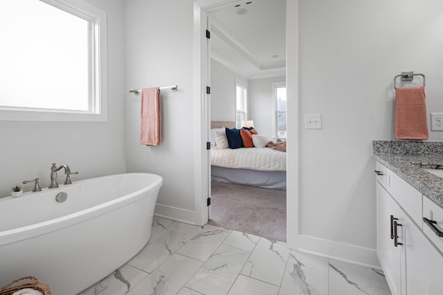 bathroom featuring vanity and a bathtub