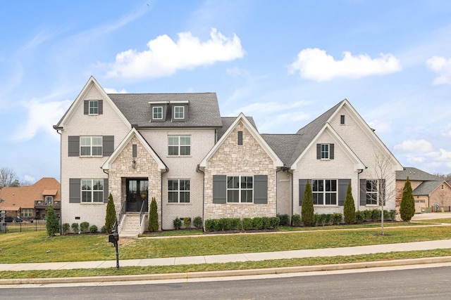 view of front of house with a front lawn