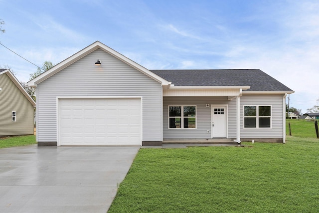 805 Shepard St S, Winchester, TN 37398 - ranch-style home featuring a shingled roof, driveway, a front yard, and a garage