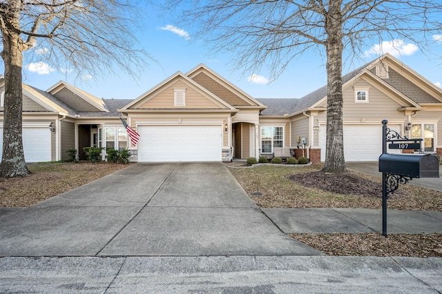 view of front of property with a garage