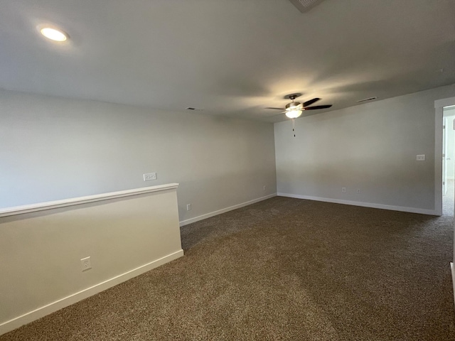 carpeted empty room with ceiling fan