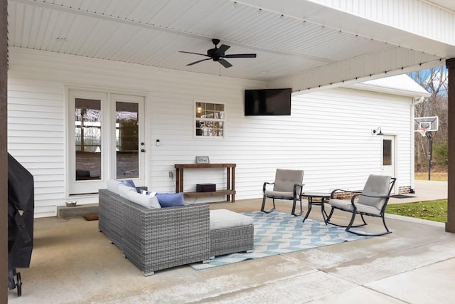 view of patio / terrace featuring outdoor lounge area and ceiling fan