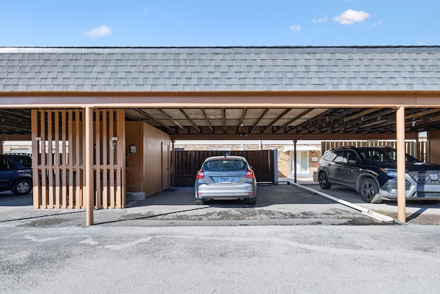 view of parking featuring a carport