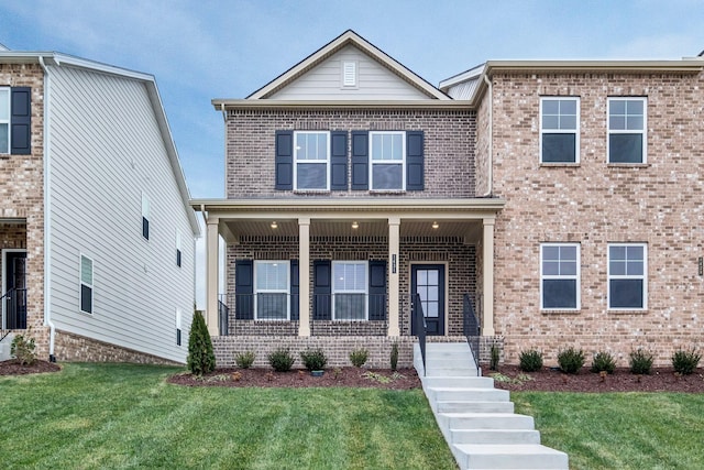 view of front of property featuring a front yard