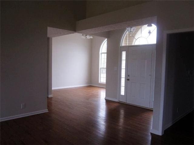 entrance foyer featuring dark wood-type flooring