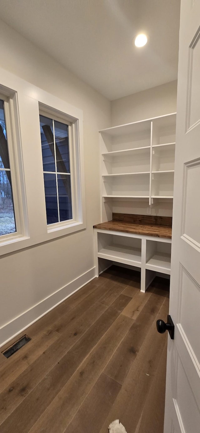 interior space featuring dark wood-type flooring