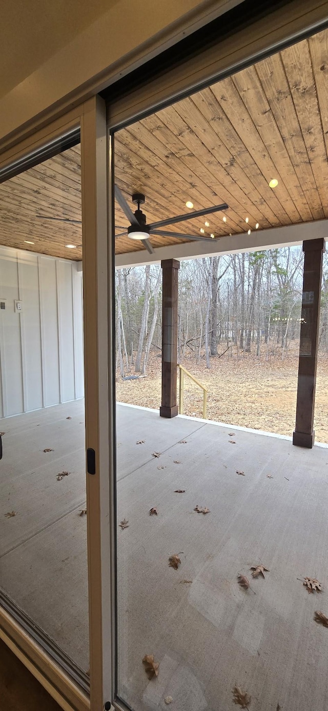 interior space featuring wooden ceiling