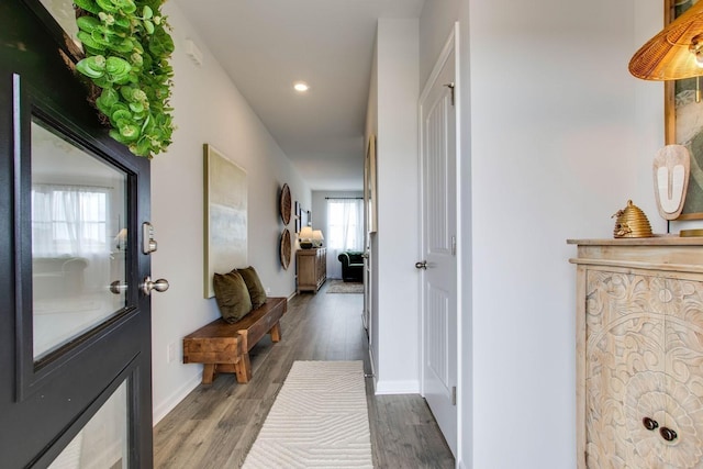 hall featuring hardwood / wood-style flooring