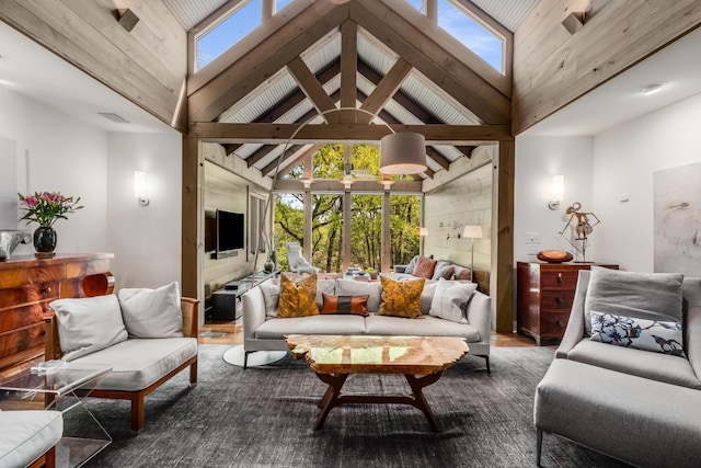 sunroom featuring lofted ceiling