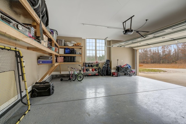 garage with a garage door opener