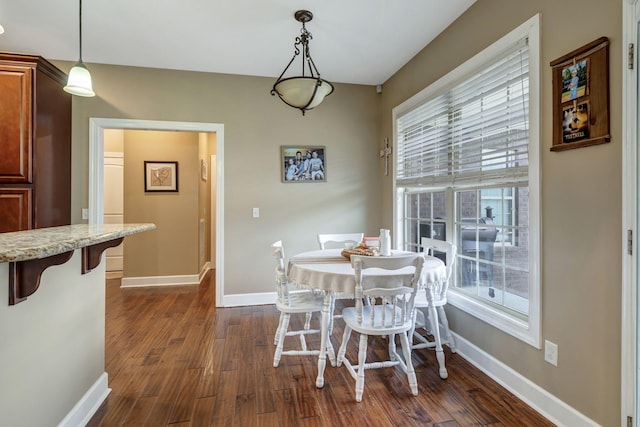 dining space featuring dark hardwood / wood-style flooring