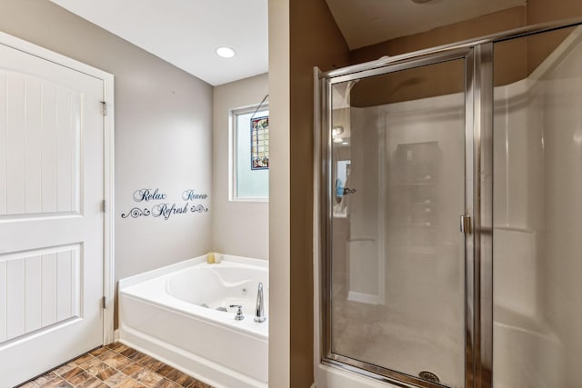 bathroom with plus walk in shower