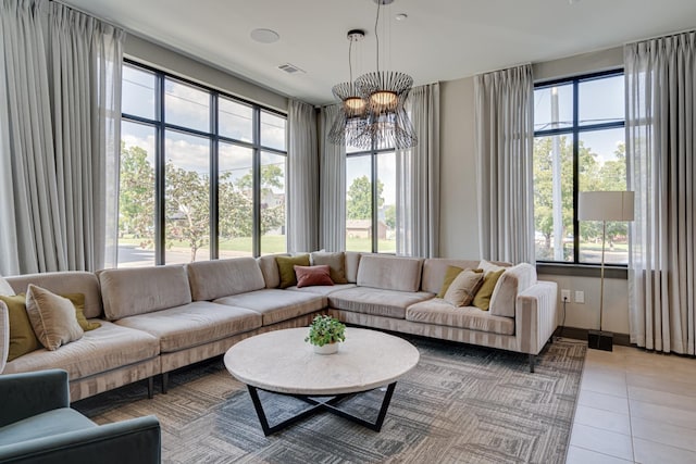 view of tiled living room