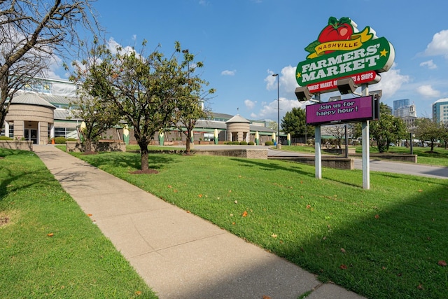 view of community with a lawn