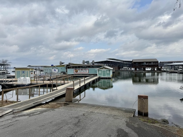 dock area featuring a water view