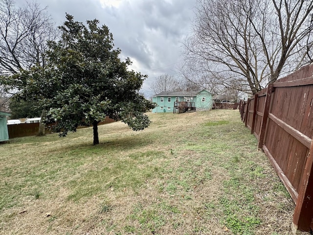 view of yard with a fenced backyard