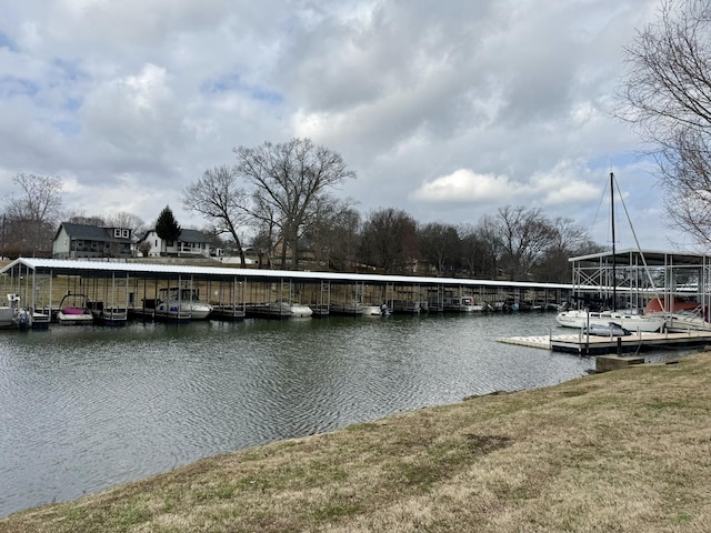 dock area featuring a water view