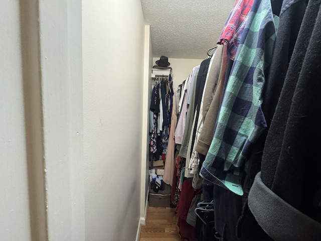 walk in closet featuring wood-type flooring