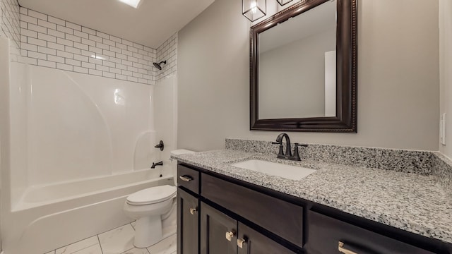 full bathroom featuring vanity, shower / bathtub combination, and toilet