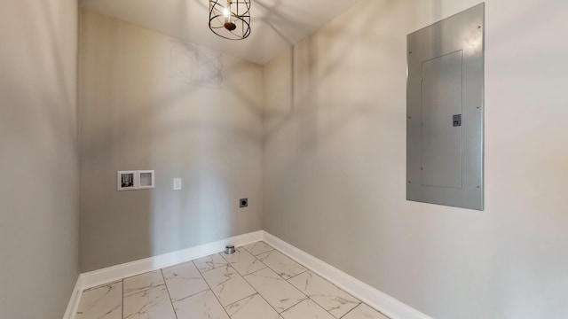 laundry area featuring hookup for a washing machine, electric dryer hookup, and electric panel