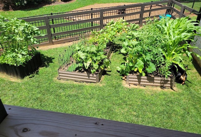 view of yard with a garden and fence