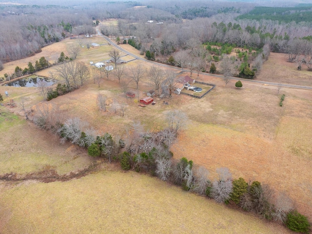 aerial view featuring a rural view and a water view