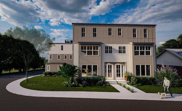 view of front of home featuring a front lawn