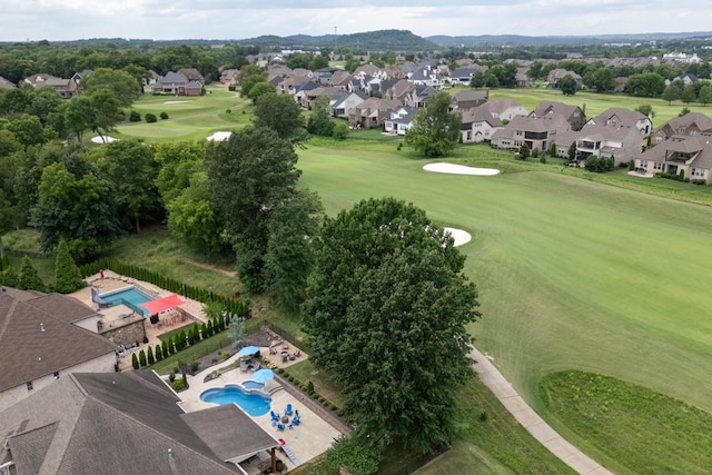 drone / aerial view featuring golf course view