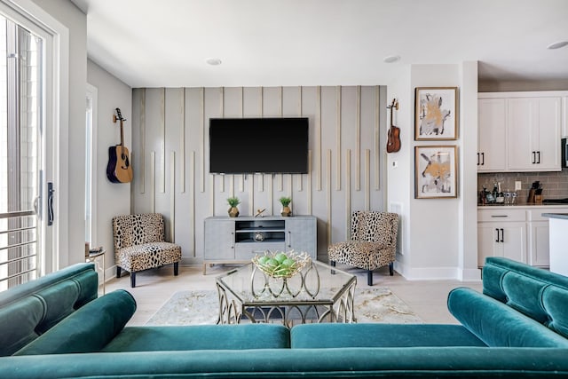 living room with light wood-type flooring