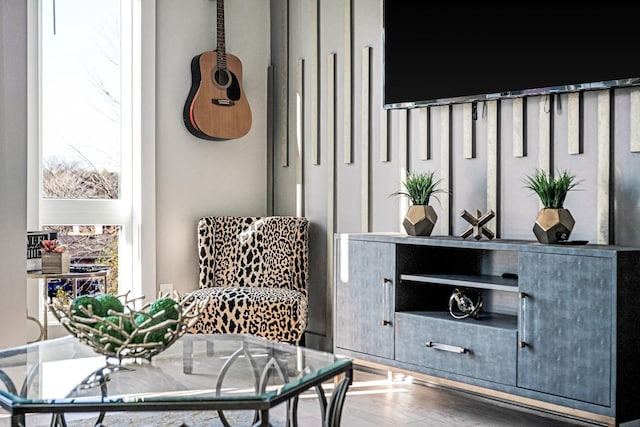 sitting room featuring hardwood / wood-style flooring