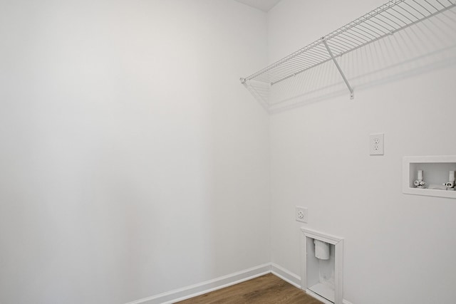 laundry area with hardwood / wood-style floors, washer hookup, and hookup for an electric dryer