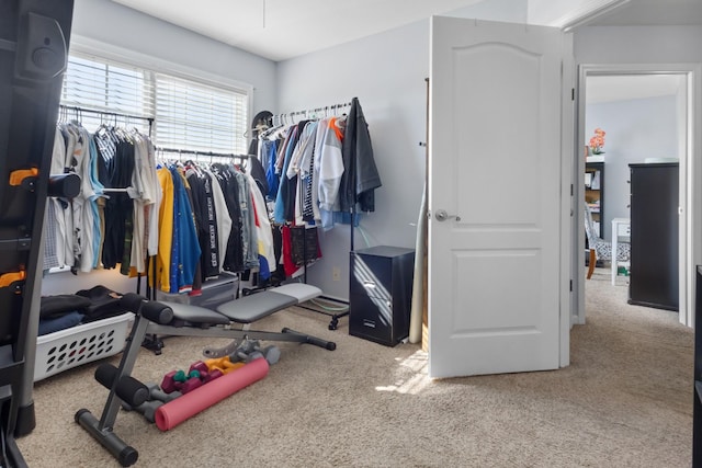 spacious closet with carpet flooring