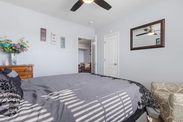 bedroom featuring ceiling fan