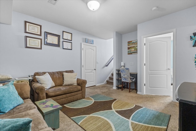 living room featuring carpet flooring