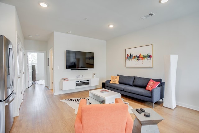 living room with light wood-type flooring