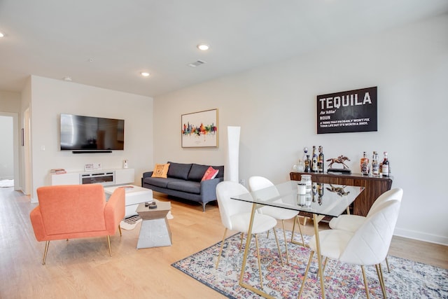 living room featuring light wood-type flooring