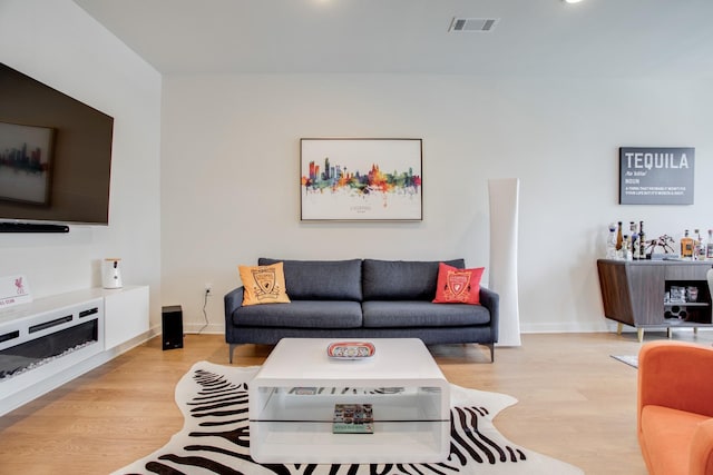 living room featuring light hardwood / wood-style floors