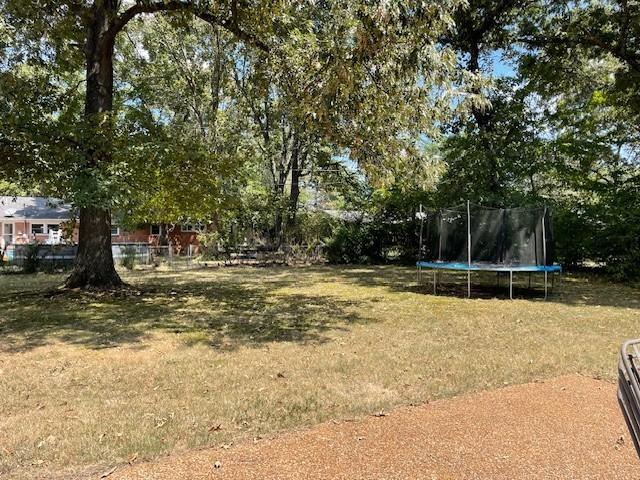 view of yard with a trampoline