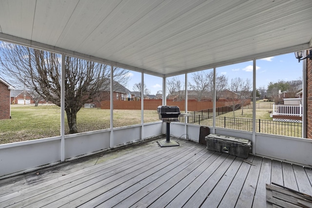 view of unfurnished sunroom