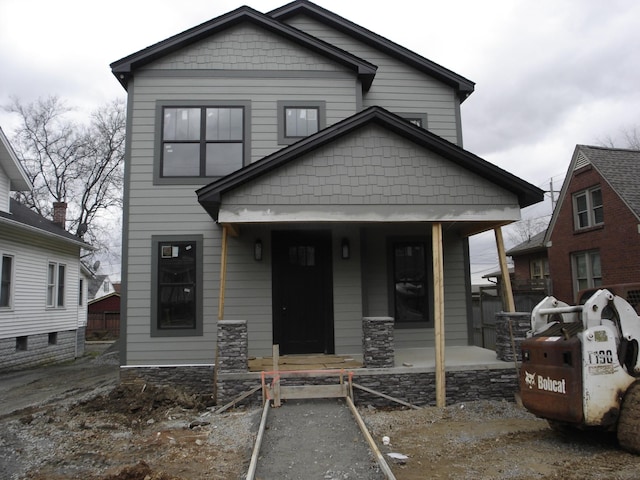 view of front facade featuring covered porch