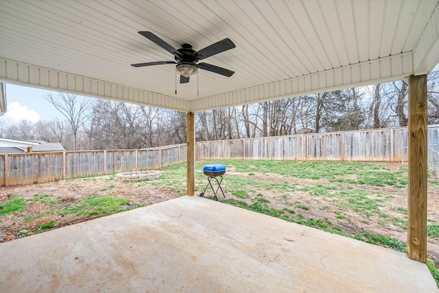 view of patio / terrace featuring ceiling fan