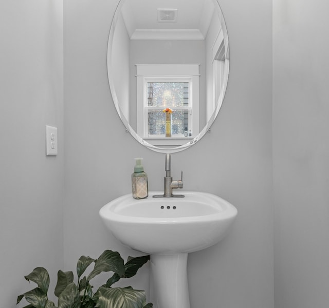 bathroom featuring ornamental molding