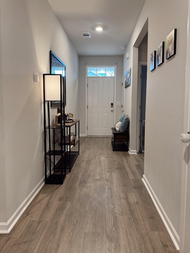 entryway featuring hardwood / wood-style flooring