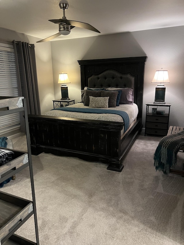 bedroom with carpet floors and ceiling fan